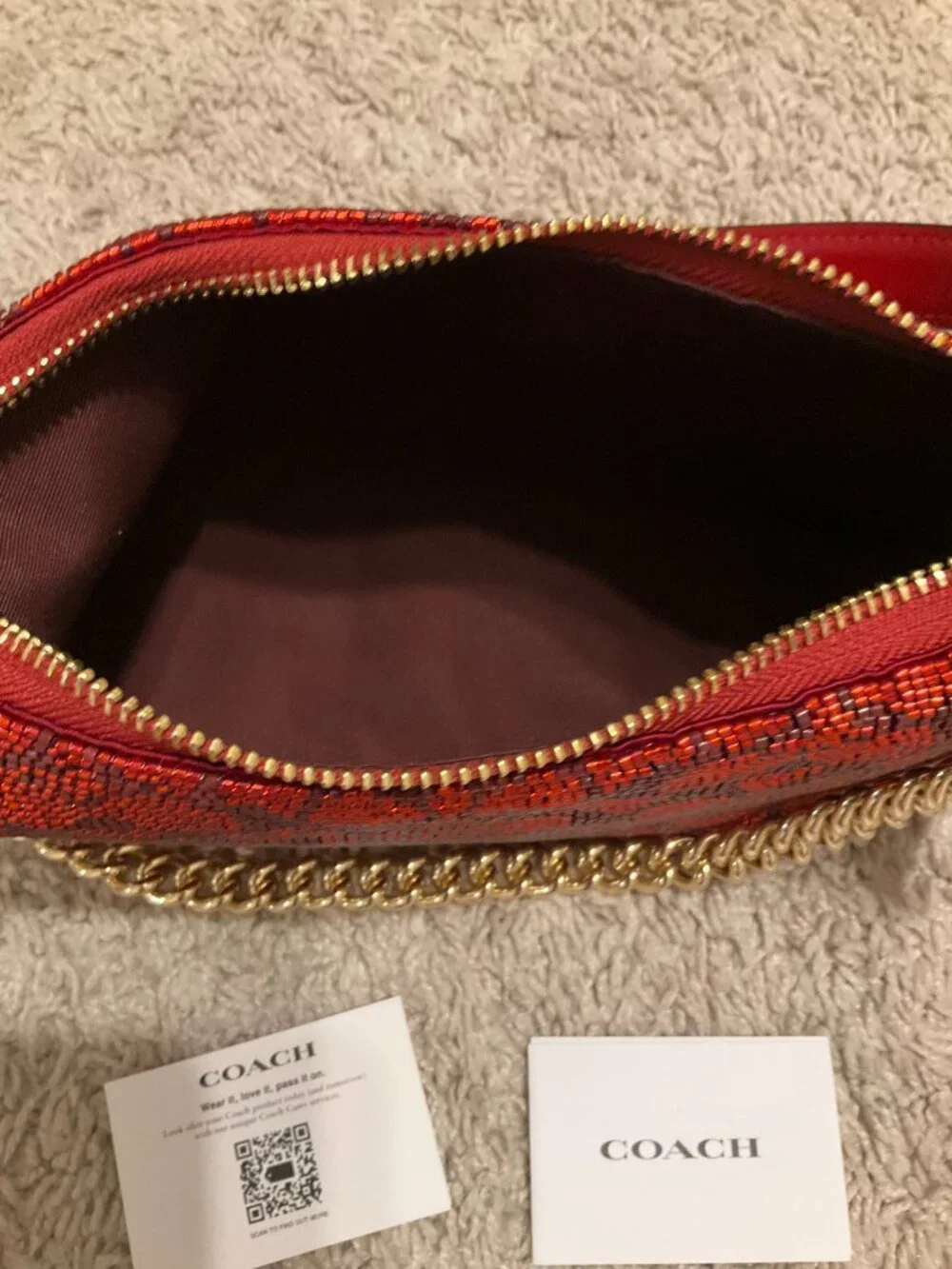 Coach teri shoulder bag in signature veaded satin. beaded SIGNATURE / GOLD /crim
